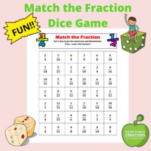 fraction matching game board