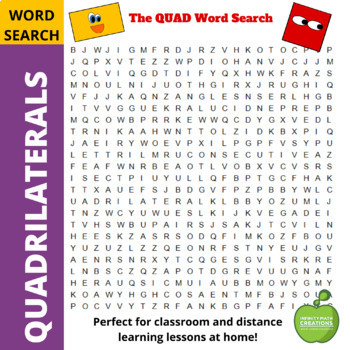 The word search Geometry Vocabulary Activity Quadrilaterals