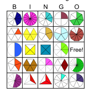 fraction bingo game card