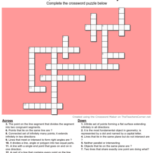 points lines planes crossword puzzle