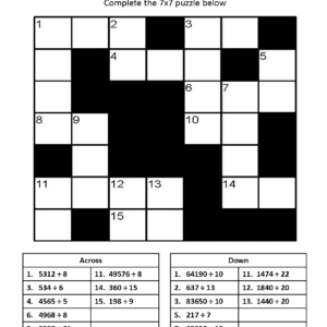 Division Crossword Puzzle--No Prep
